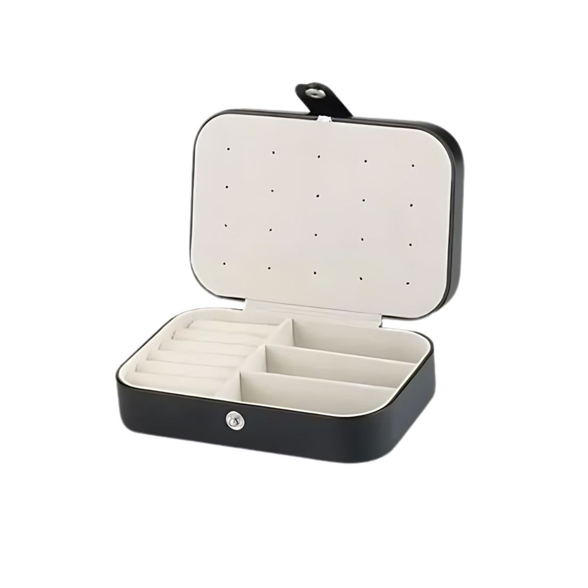 GENERICO - Joyero Organizador Negro Cuadrado 11x16x5cm Almacenamiento