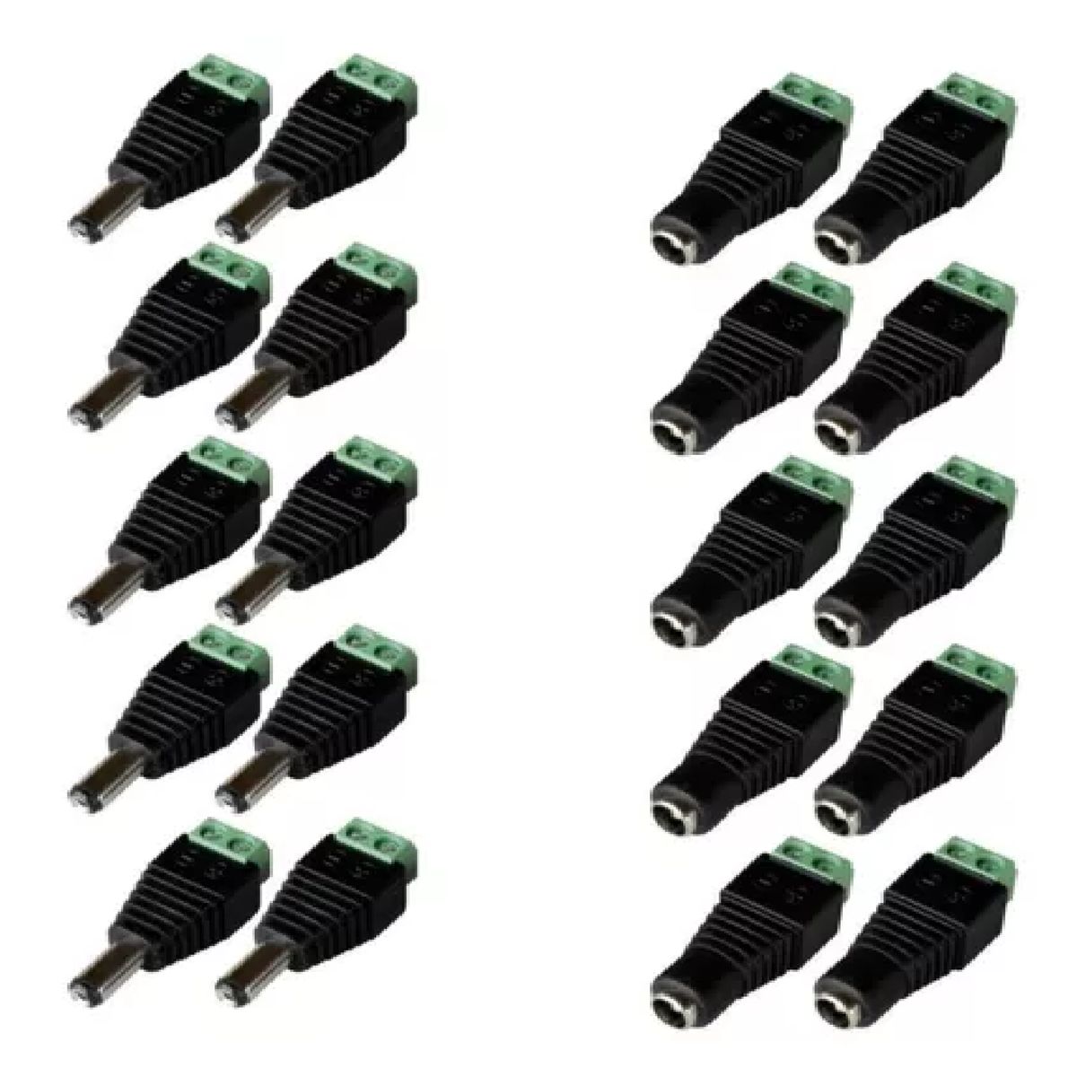 DM - PAR DE CONECTOR DC  20 unidades - 10 machos y 10 hembras para CCTV