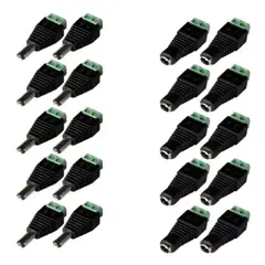 DM - PAR DE CONECTOR DC 20 unidades - 10 machos y 10 hembras para CCTV