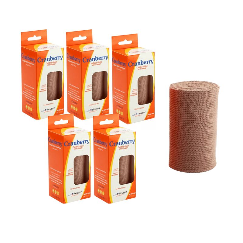 CRANBERRY - Venda Elástica 7.5 cm X 4.5 Mts Cranberry Pack 5 un