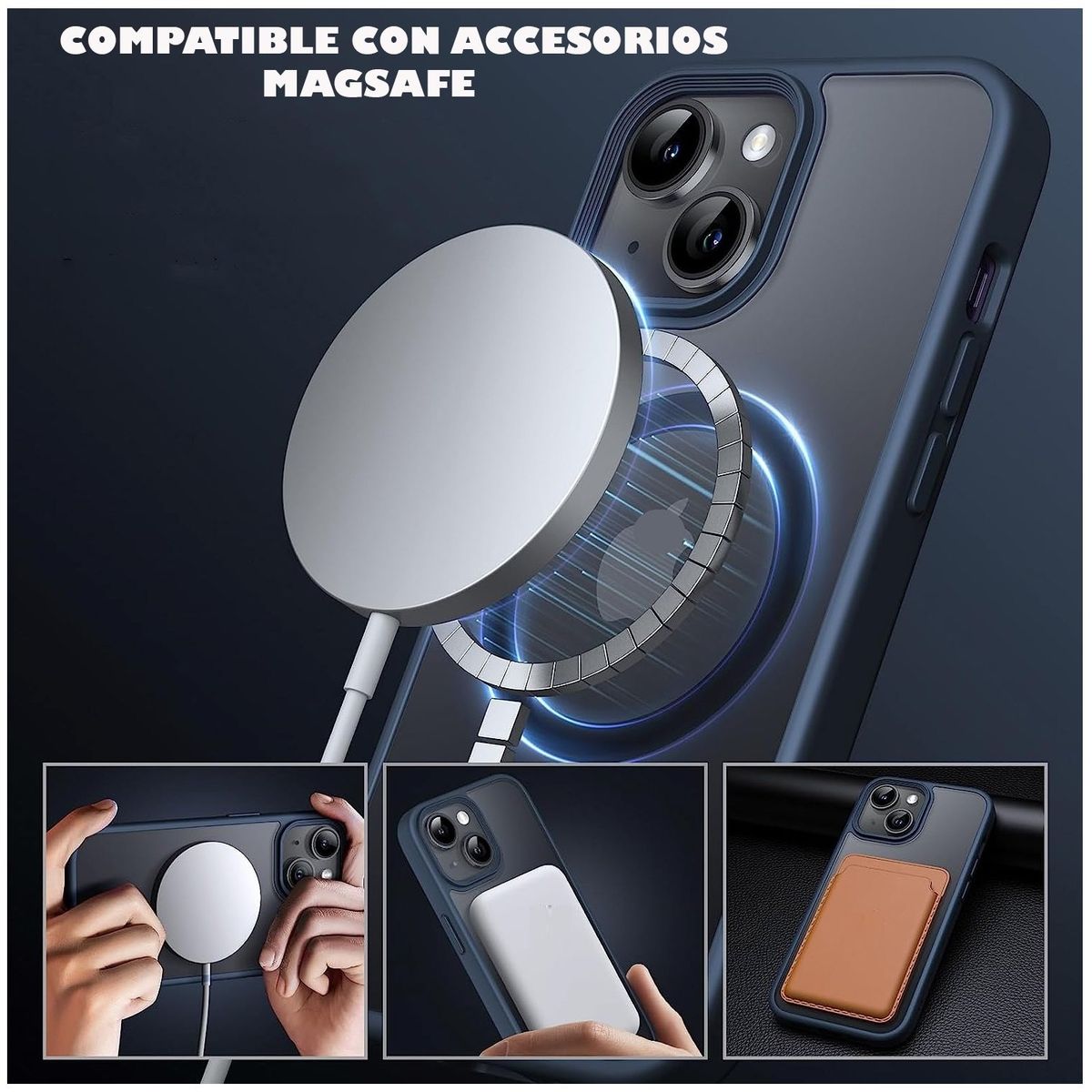 GENERICO - Carcasa Para iPhone 14 Mate Traslucida Magnética Azul OScuro
