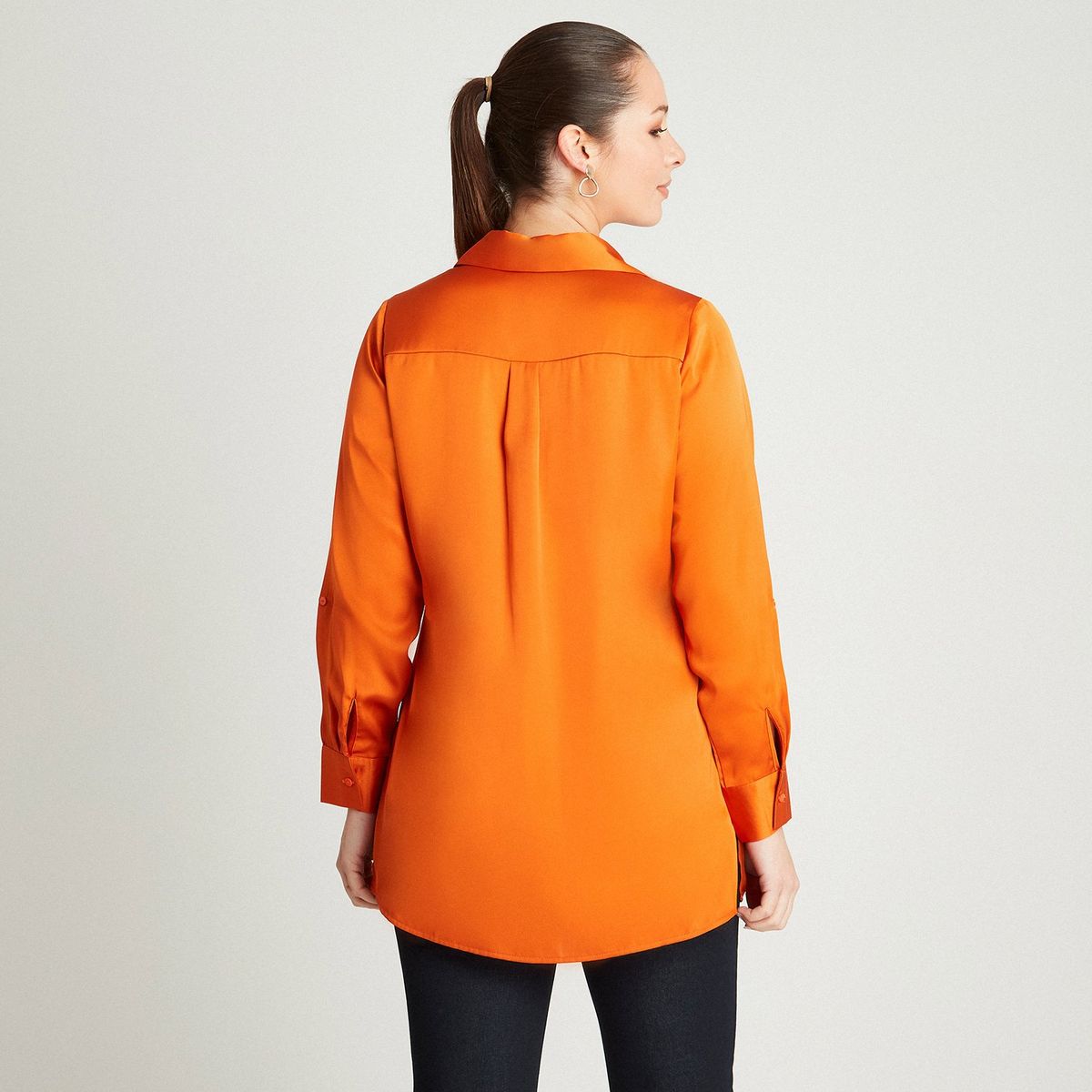 LORENZO DI PONTTI - Blusa Naranja Manga Larga Cuello Camisero LORENZO DI PONTTI