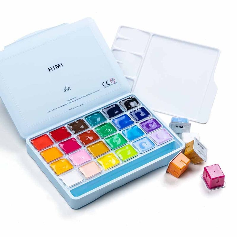HIMI - Set himi gouache 24 colores / 30gr sin pincel celeste