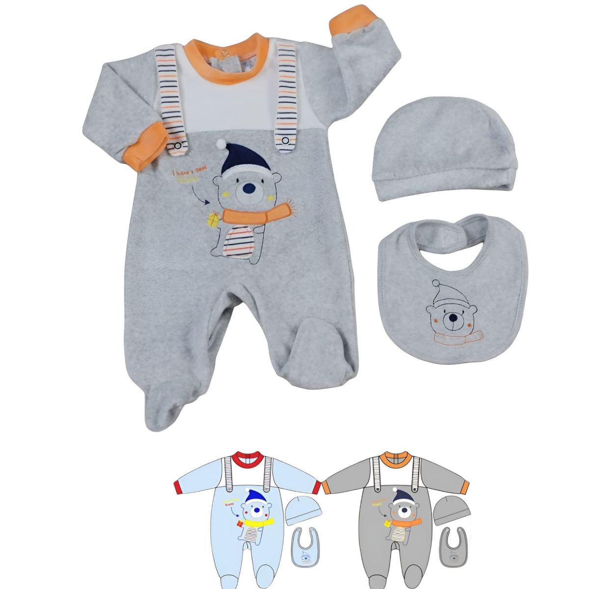 AGW - Pack 2 Enteritos Plush Niño Rayas