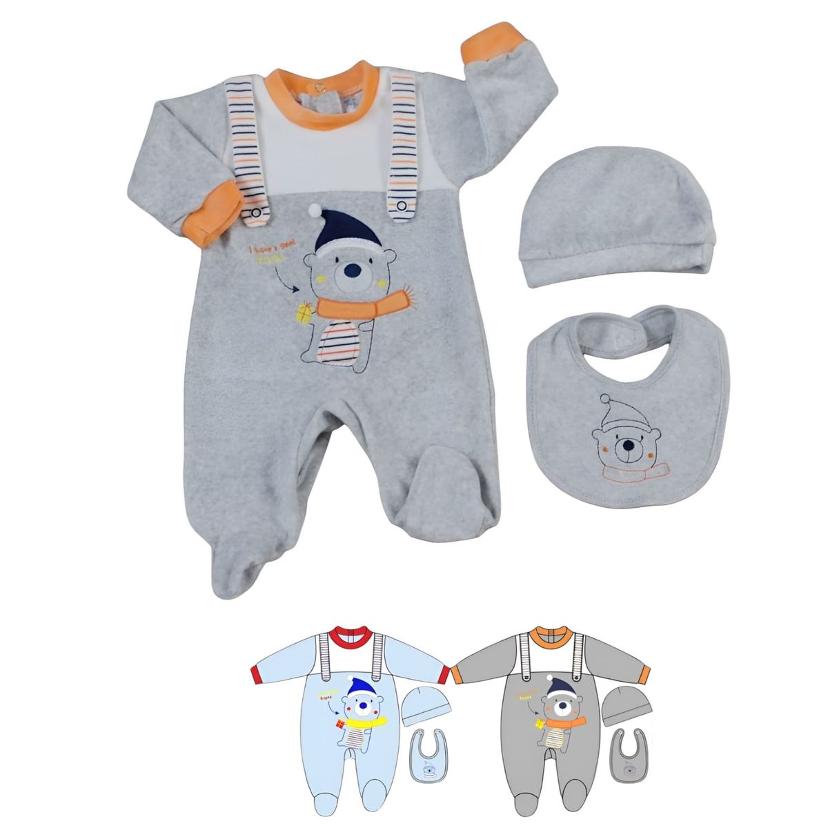 AGW - Pack 2 Enteritos Plush Niño Rayas