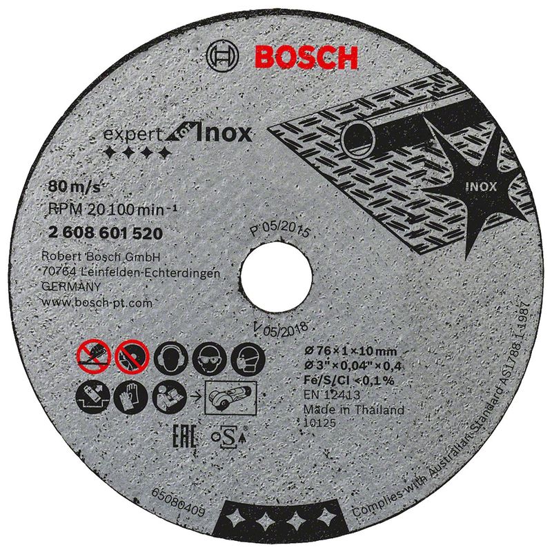 BOSCH - 5 Discos De Corte Expert For Inox (3'') 76x1,0x10mm Bosch