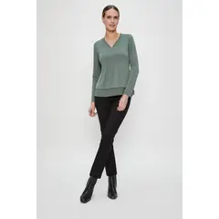 MA GRIFFE - Polera Lisa verde musgo Magriffe