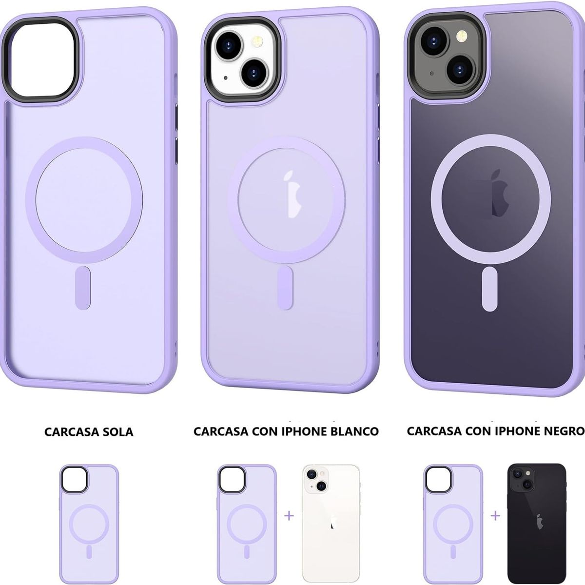 GENERICO - Carcasa Para iPhone 14 Mate Traslucida Magnética Lila