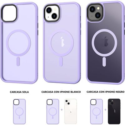 Imagen 2 del producto Carcasa Para iPhone 14 Mate Traslucida Magnética Lila