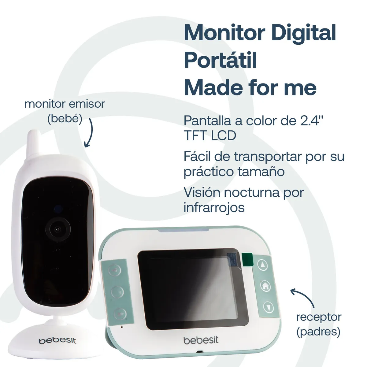 BEBESIT - Cámara Monitor Portatil Bebe LCD 2.4 Visión Nocturna Bebesit Bebesit