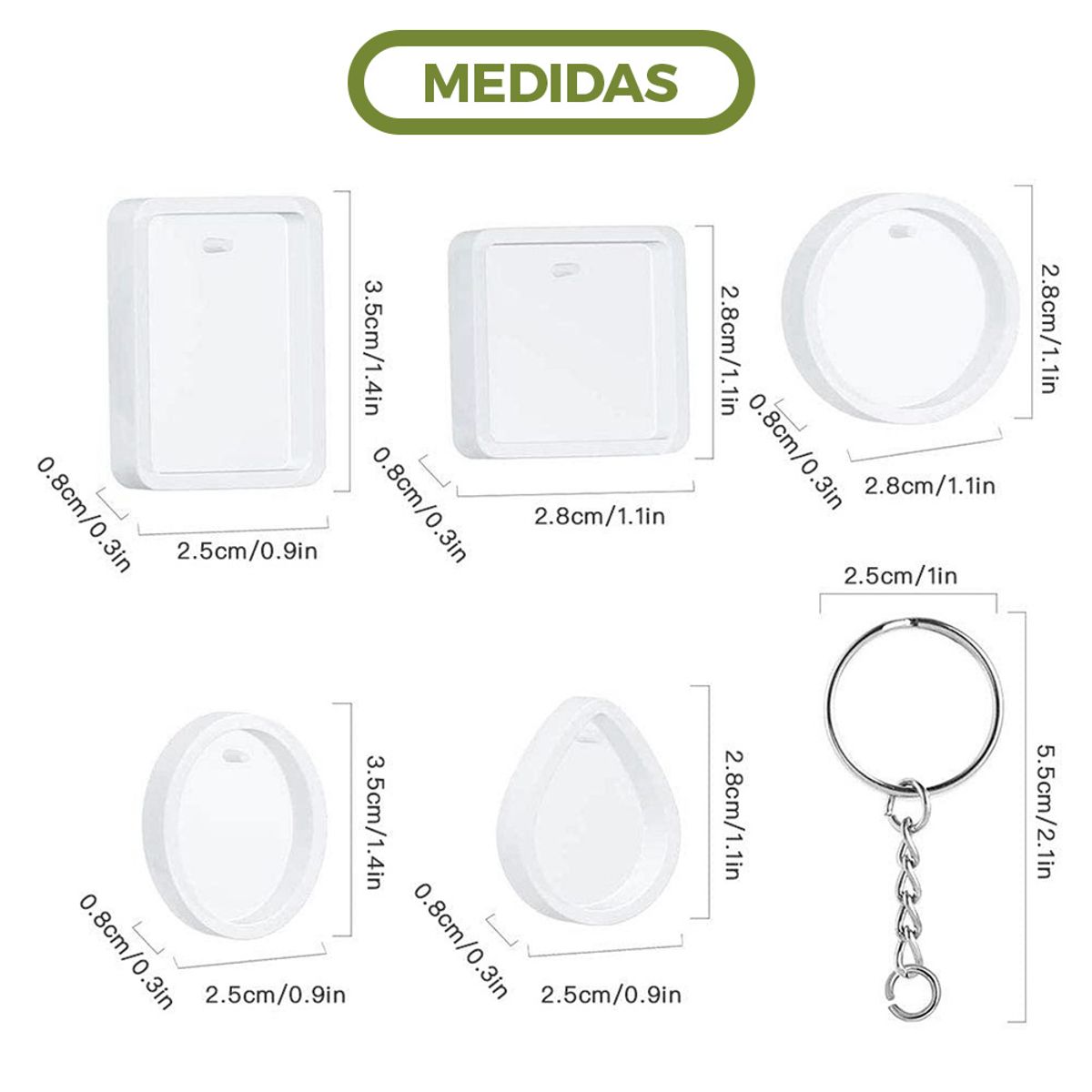 GENERICO - Moldes Con Argollas Para Llaveros Colgantes Resina Set 20pcs