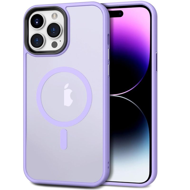 GENERICO - Carcasa Para iPhone 14 Pro Max Mate Traslucida Magnética Lila