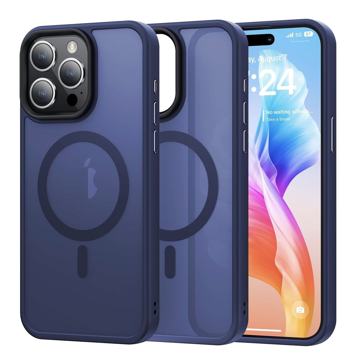 GENERICO - Carcasa Para iPhone 15 Pro Mate Traslucida Magnética Azul OScuro