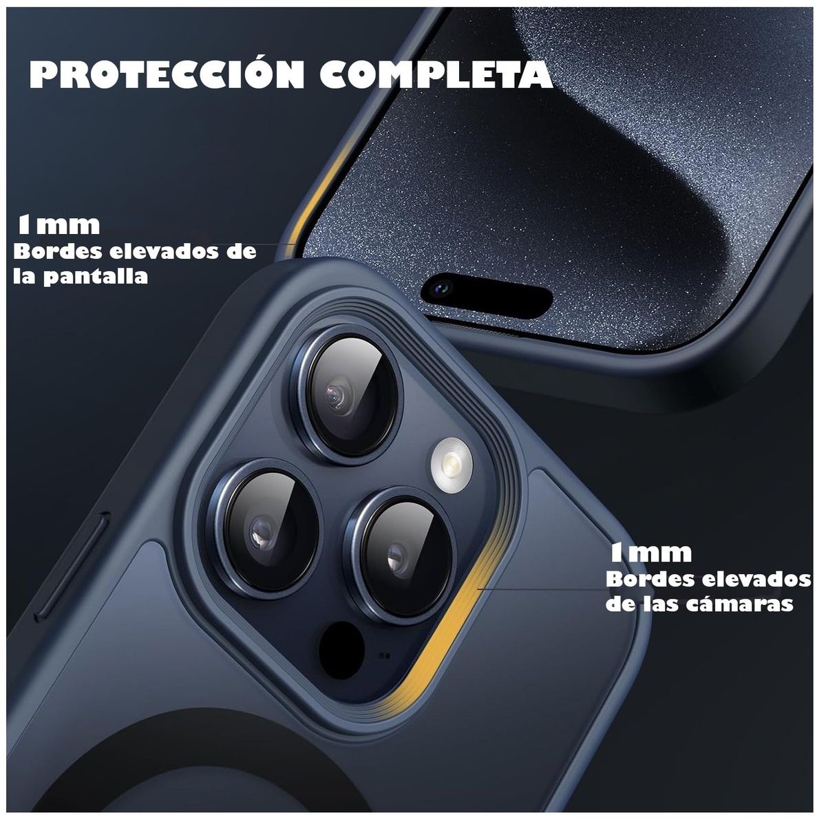 GENERICO - Carcasa Para iPhone 15 Pro Mate Traslucida Magnética Azul OScuro