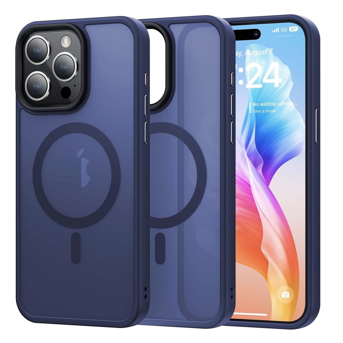 GENERICO - Carcasa Para iPhone 14 Pro Mate Traslucida Magnética Azul OScuro