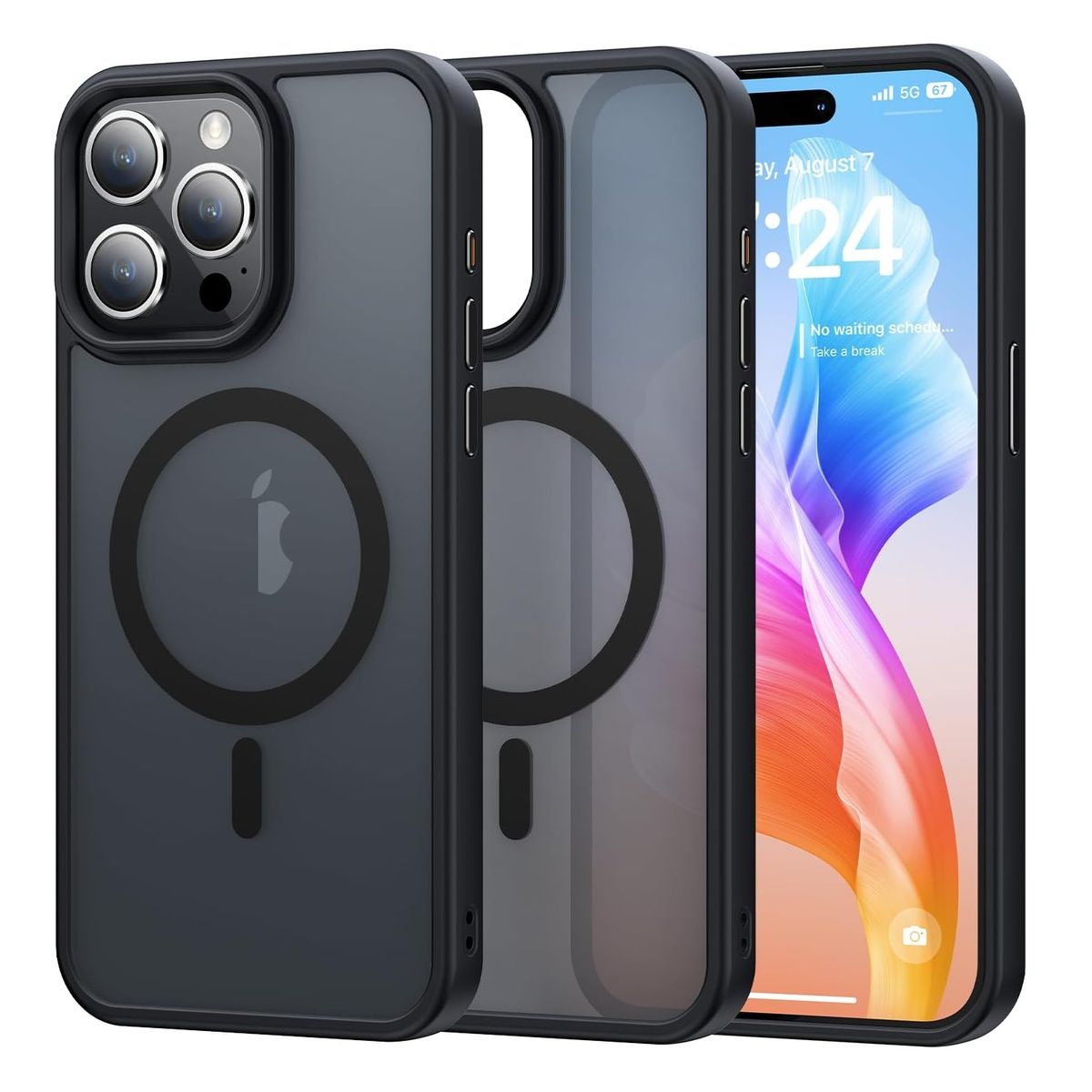 GENERICO - Carcasa Para iPhone 15 Pro Max Mate Traslucida Magnética Negra