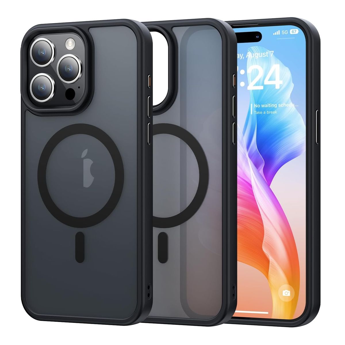 GENERICO - Carcasa Para iPhone 15 Pro Max Mate Traslucida Magnética Negra