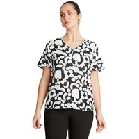 Blusa Crudo Manga Corta Cuello V