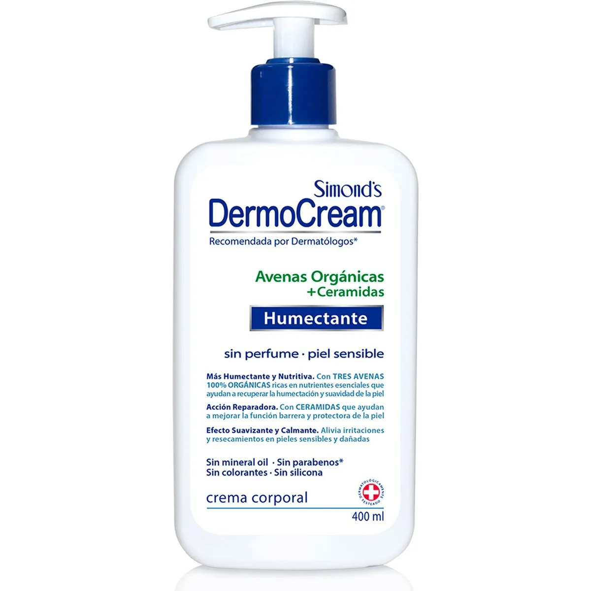 SIMMONS - Crema Corporal Dermocream Piel Atópica En Dosificador 400ml