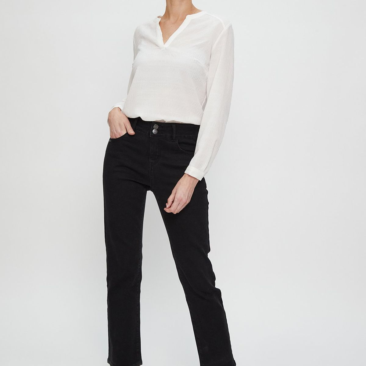 MA GRIFFE - Jeans Straight Negro Mujer Magriffe