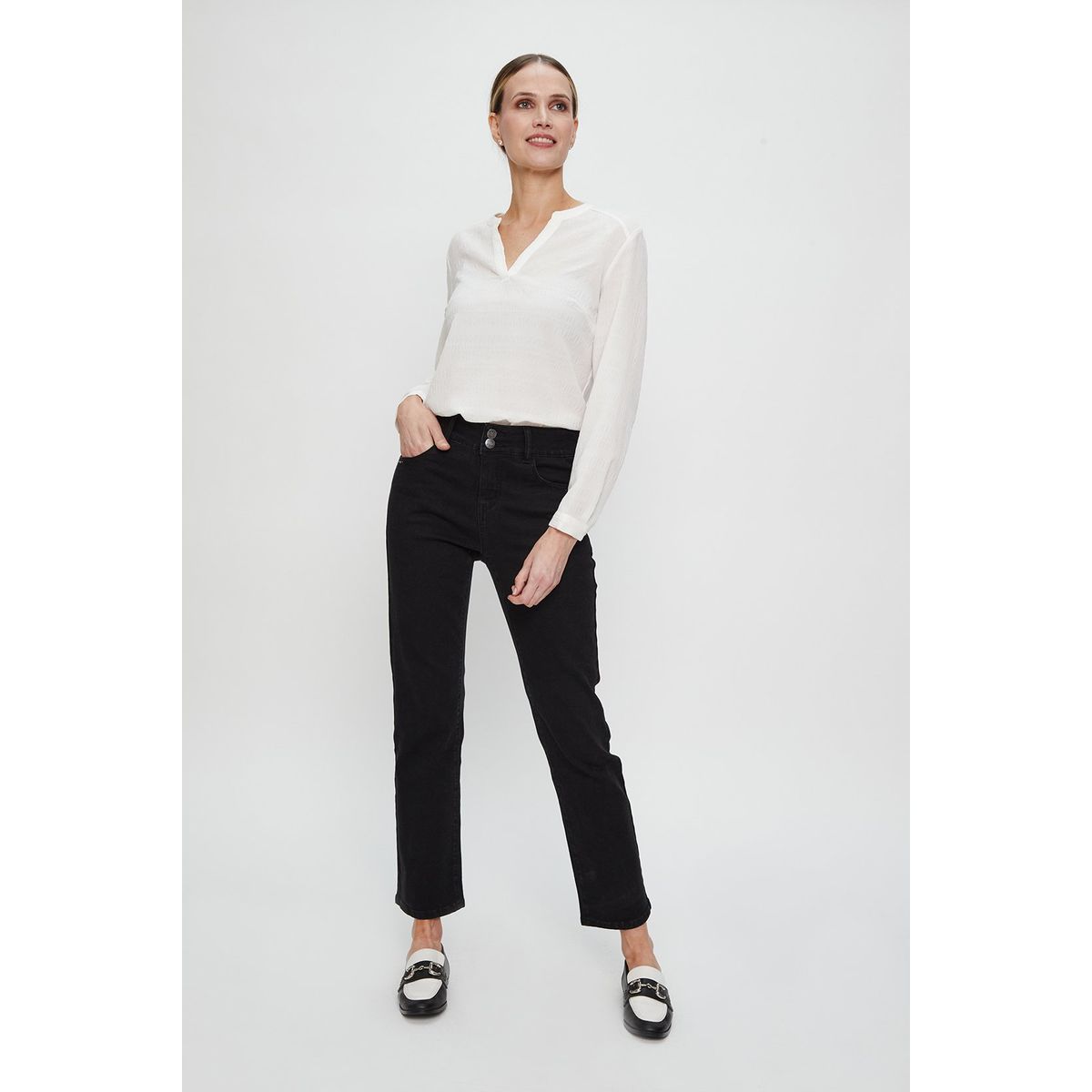 MA GRIFFE - Jeans Straight Negro Mujer Magriffe
