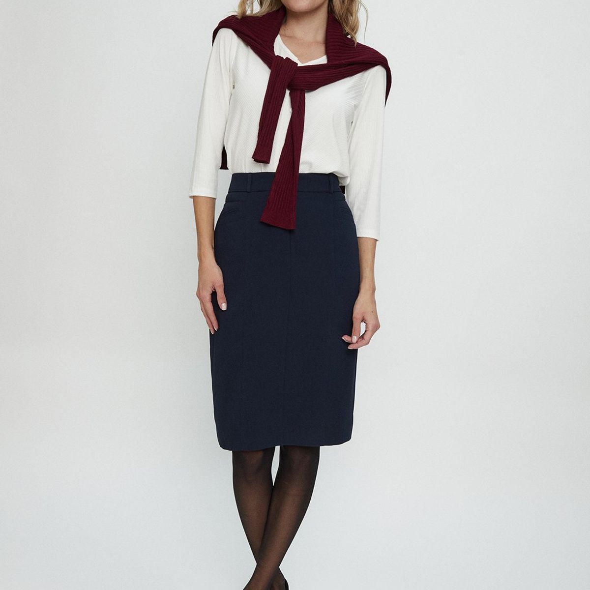 MA GRIFFE - Falda Larga Azul Marino Mujer Magriffe