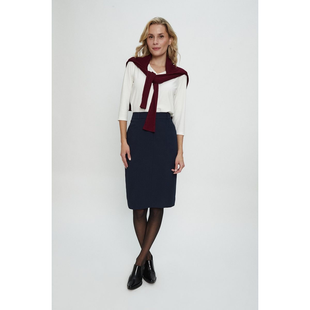 MA GRIFFE - Falda Larga Azul Marino Mujer Magriffe