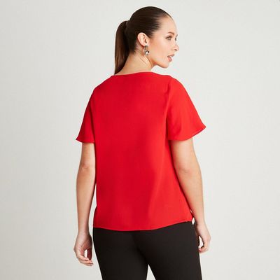 Imagen 2 del producto Blusa Rojo Manga Corta Cuello V