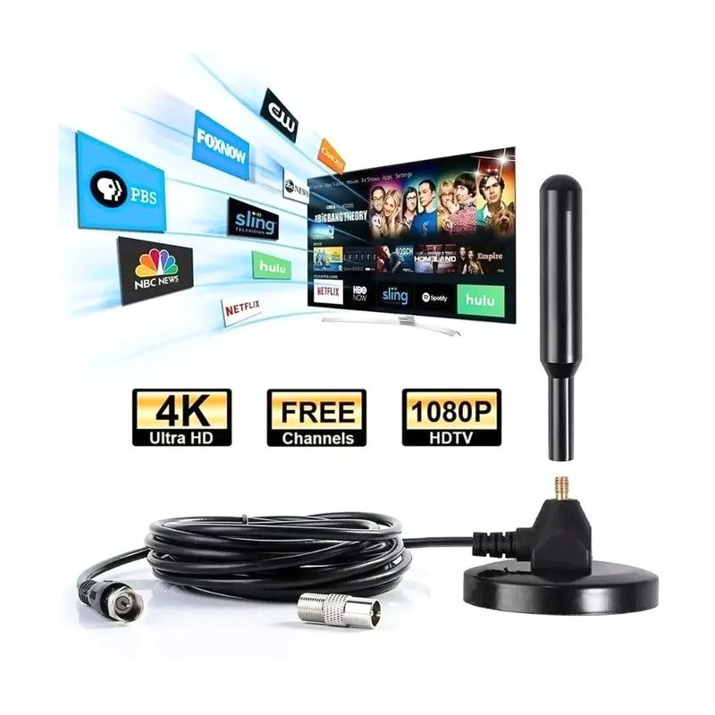 GENERICO - Antena Hd De Tv Digital Con Iman Interior  Exterior