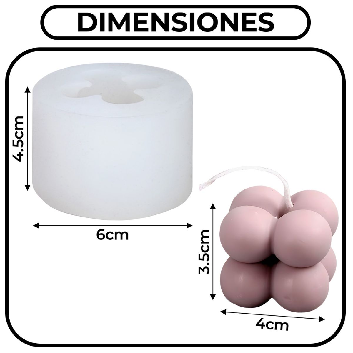GENERICO - Molde De Silicona Para Velas Cubo Pequeño Burbujas 3d Diy