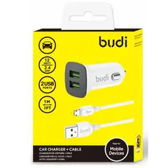 BUDI - Cargador de auto con 2 puertos y cable de 1M