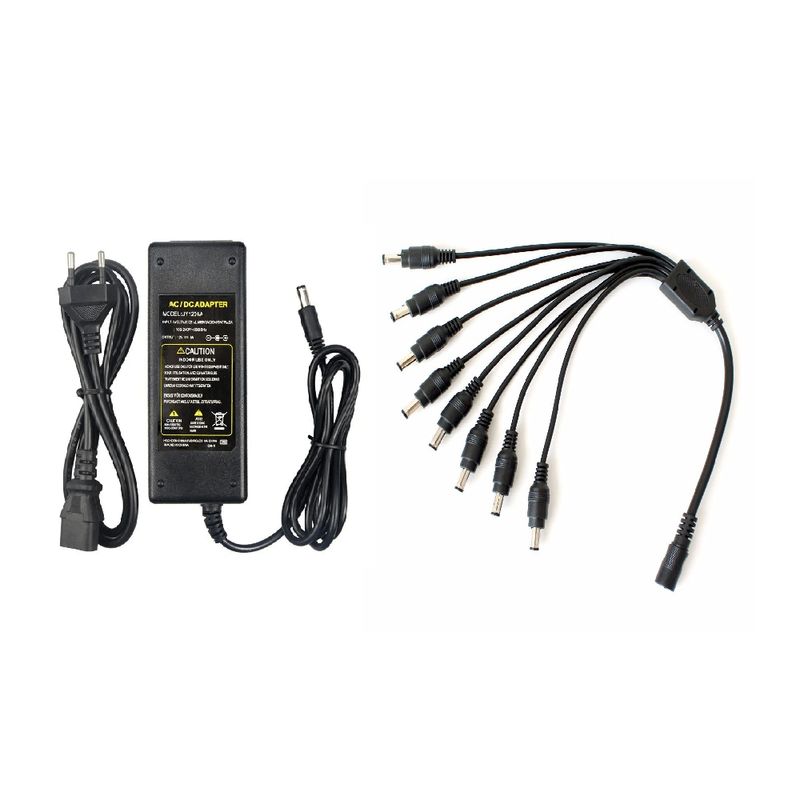 GENERICO - Fuente Poder 12V 8A + Cable Poder + Pulpo de 8