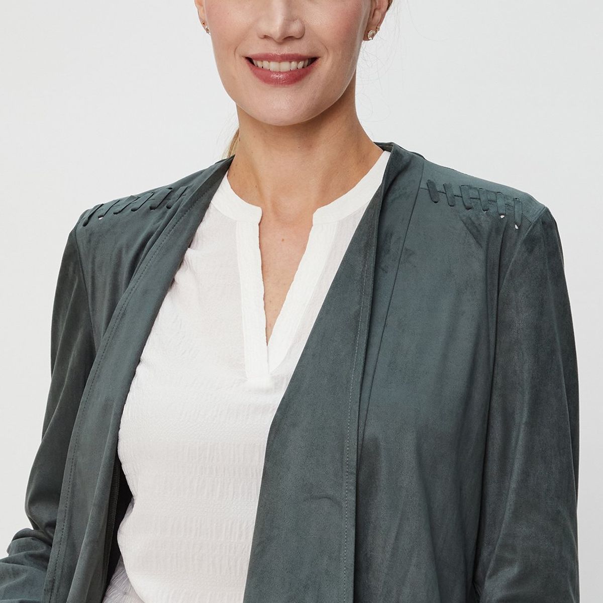 MA GRIFFE - Tapado Abierto Verde Musgo Mujer Magriffe