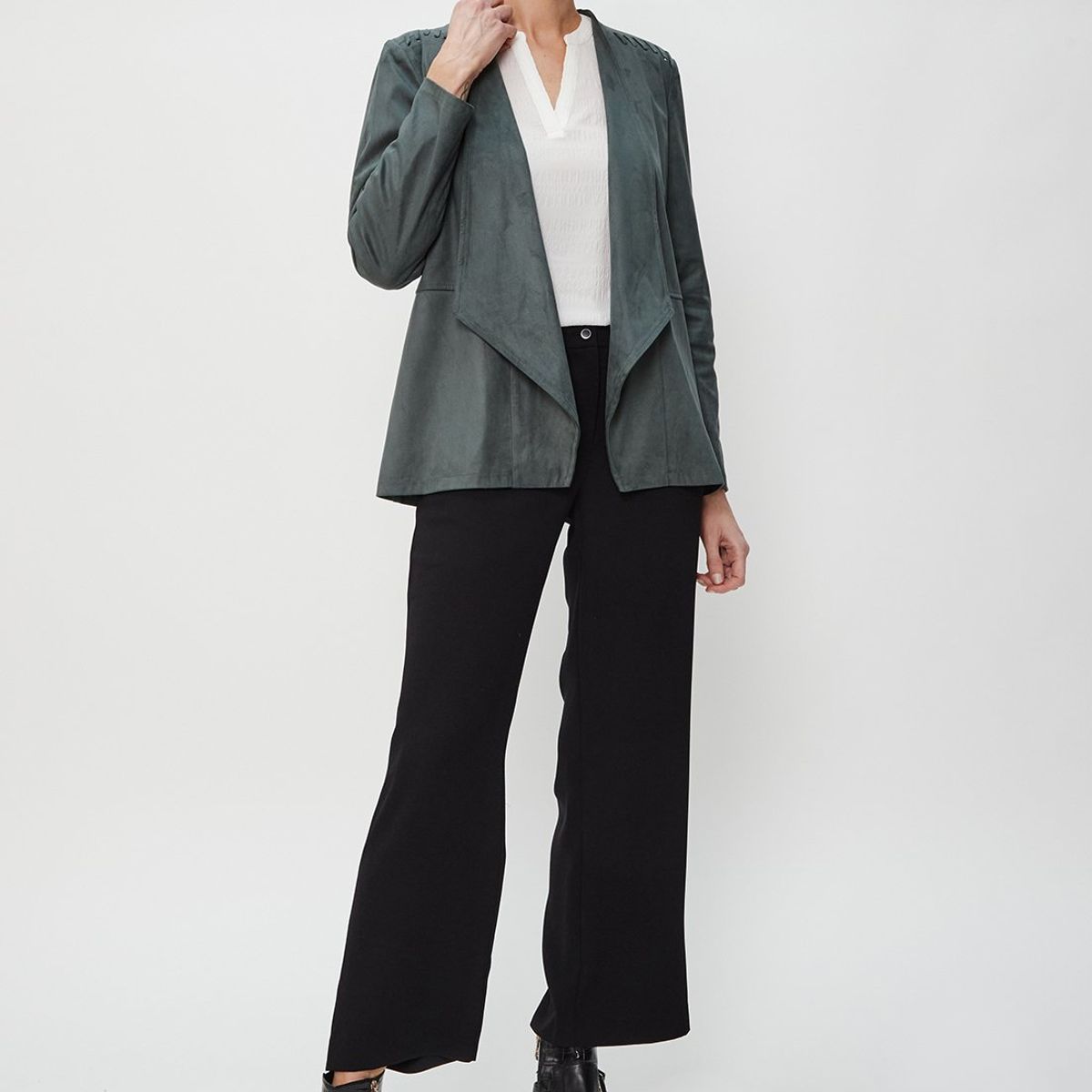 MA GRIFFE - Tapado Abierto Verde Musgo Mujer Magriffe