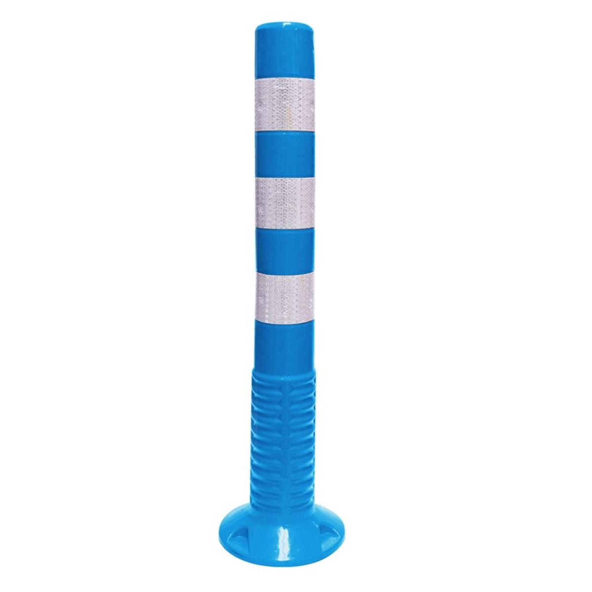 QRUBBER - Hito vialidad poliuretano 75 cm 3 cintas azul QRubber