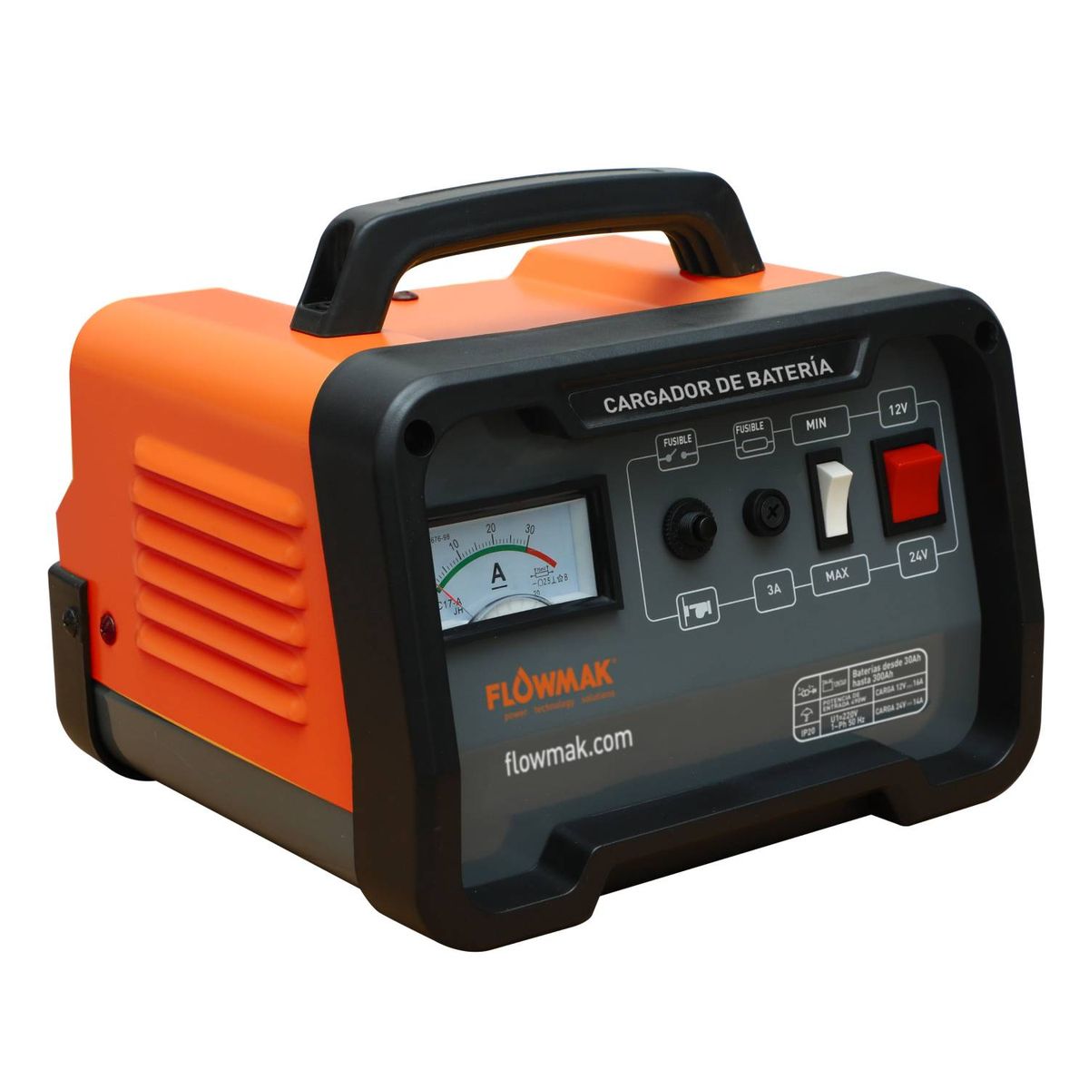 FLOWMAK - Cargador de baterías 12V y 24V de 30Ah hasta 300Ah Flowmak