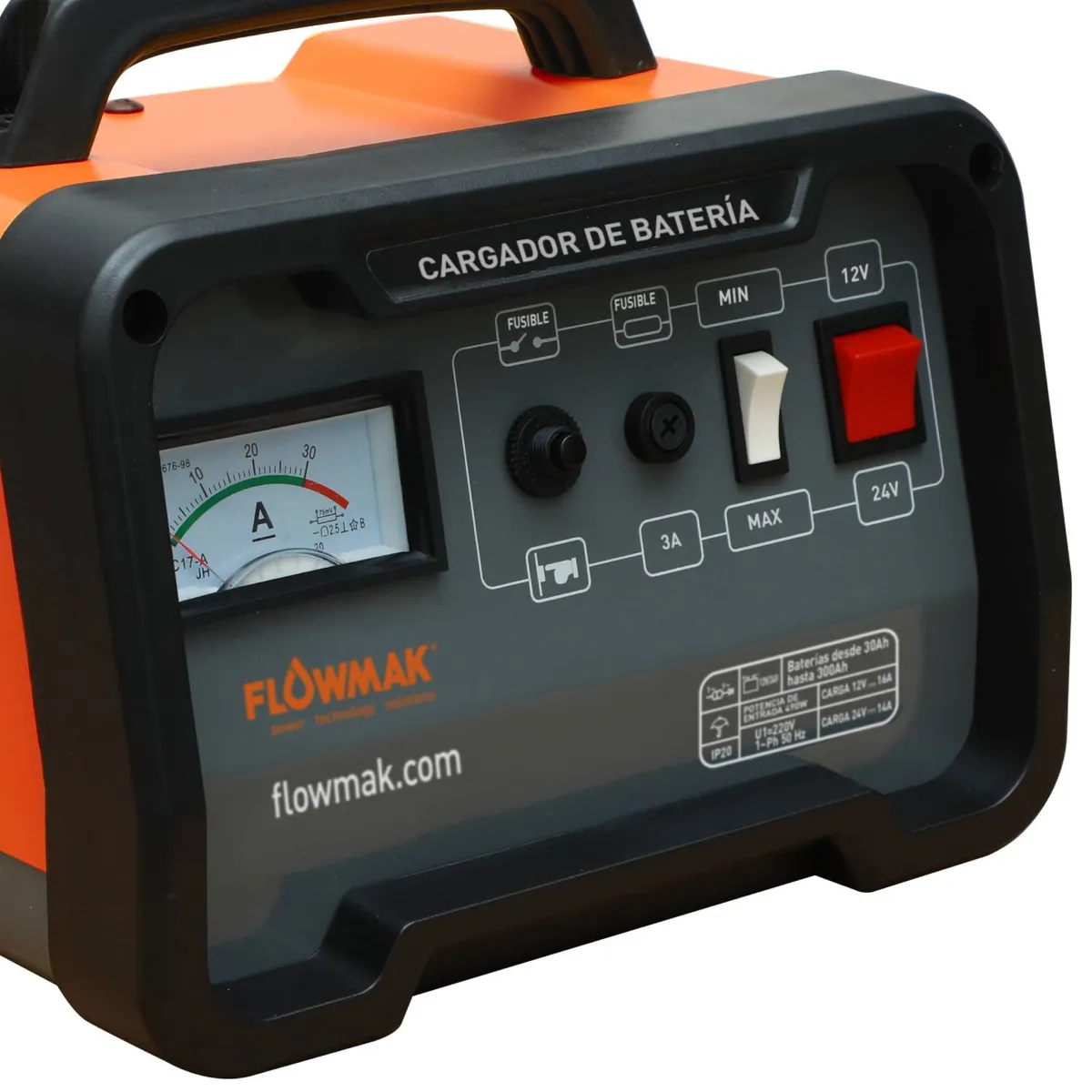 FLOWMAK - Cargador de baterías 12V y 24V de 30Ah hasta 300Ah Flowmak