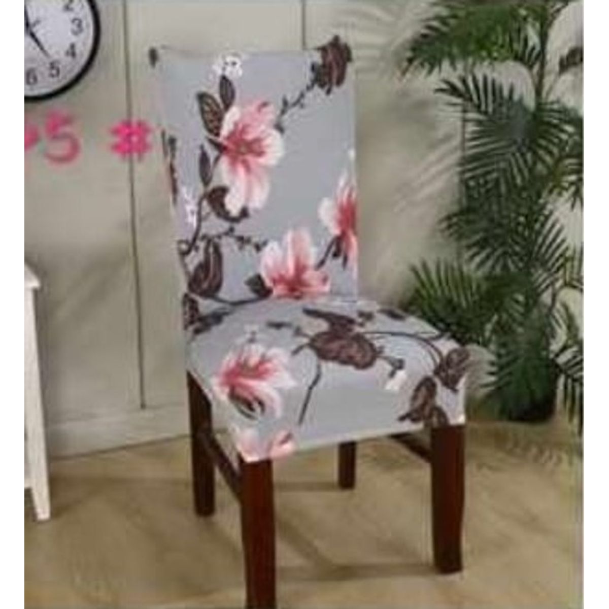 GENERICO - FUNDA ELASTICADA PARA SILLA CON DISEÑO FLORES ROSA SET DE 4 WYM