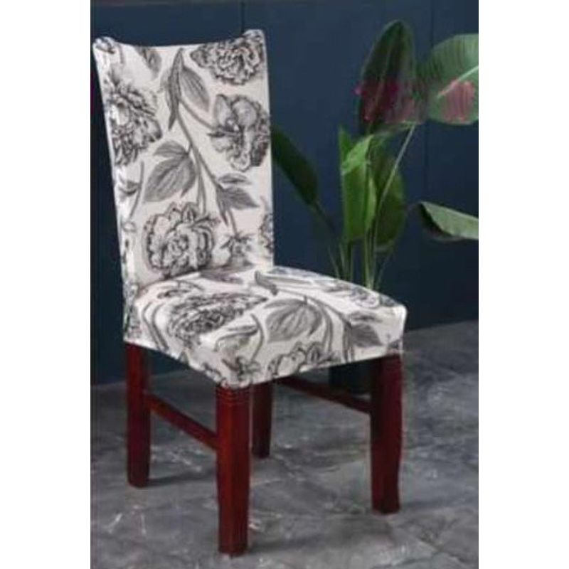 GENERICO - FUNDA ELASTICADA PARA SILLA CON DISEÑO ROSA BLANCO SET DE 4 WYM