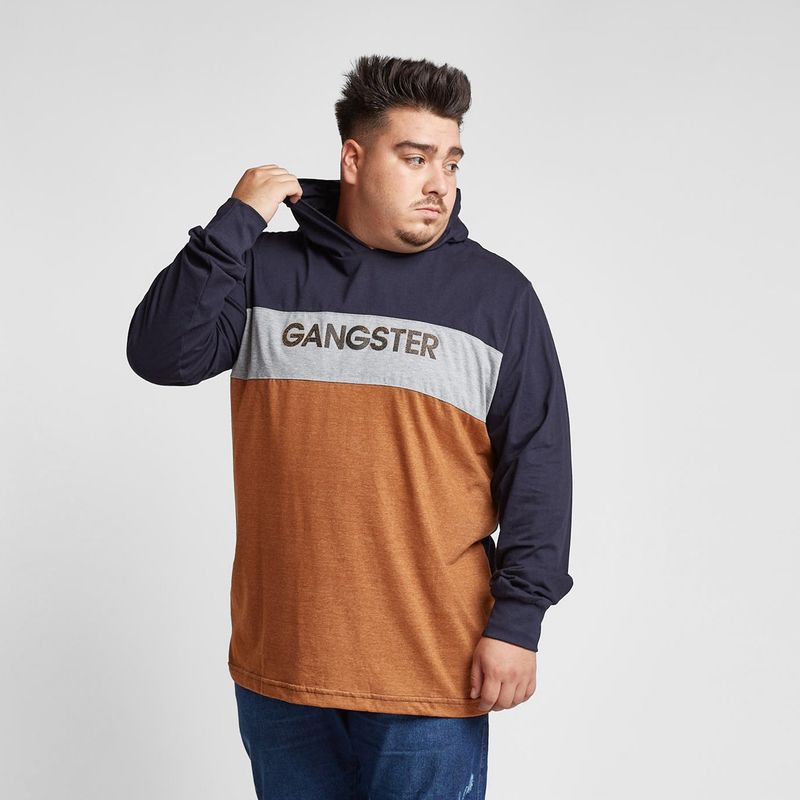 GANGSTER - Plus Polera Manga Larga Ultimate Azul Marino Gangster