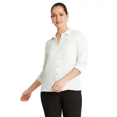 LORENZO DI PONTTI - Blusa Crudo Manga Larga Cuello Camisero