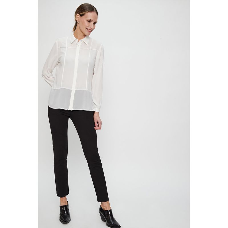 MA GRIFFE - Blusa Manga Larga Crudo Mujer Magriffe