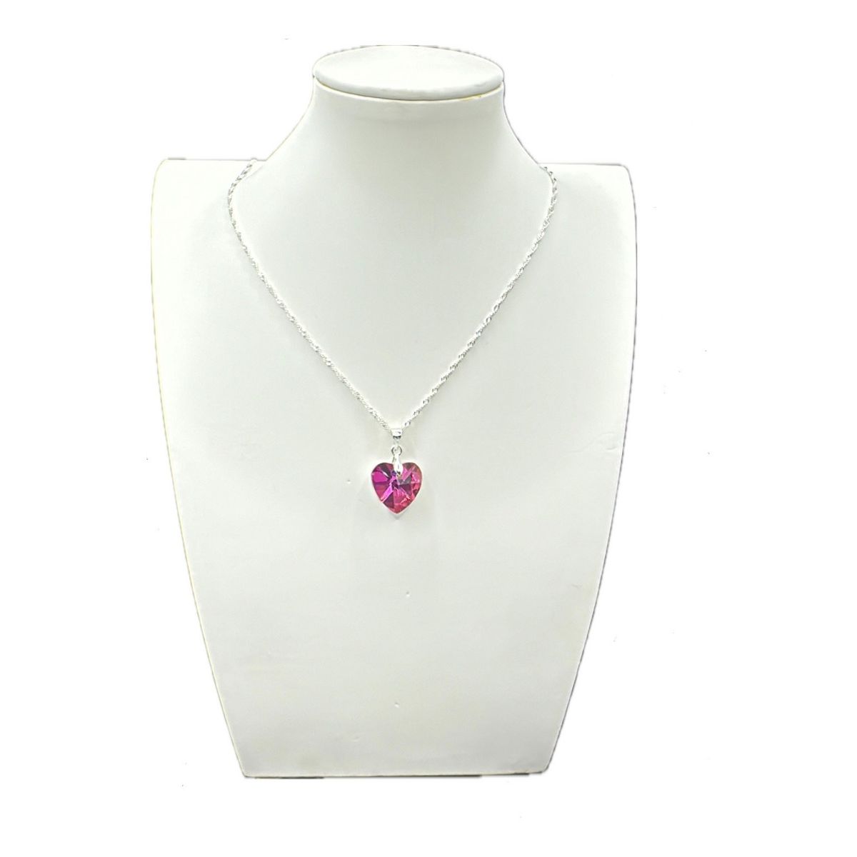 GENERICO - Collar Corazon Cristal Rosa Swarovski Plata 925 Caja Regalo