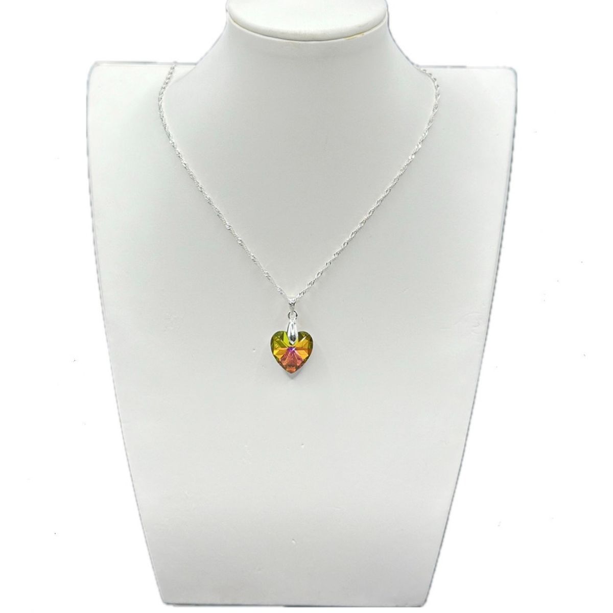 GENERICO - Collar Corazon Cristal Tornasol Swarovski Plata 925 + Caja