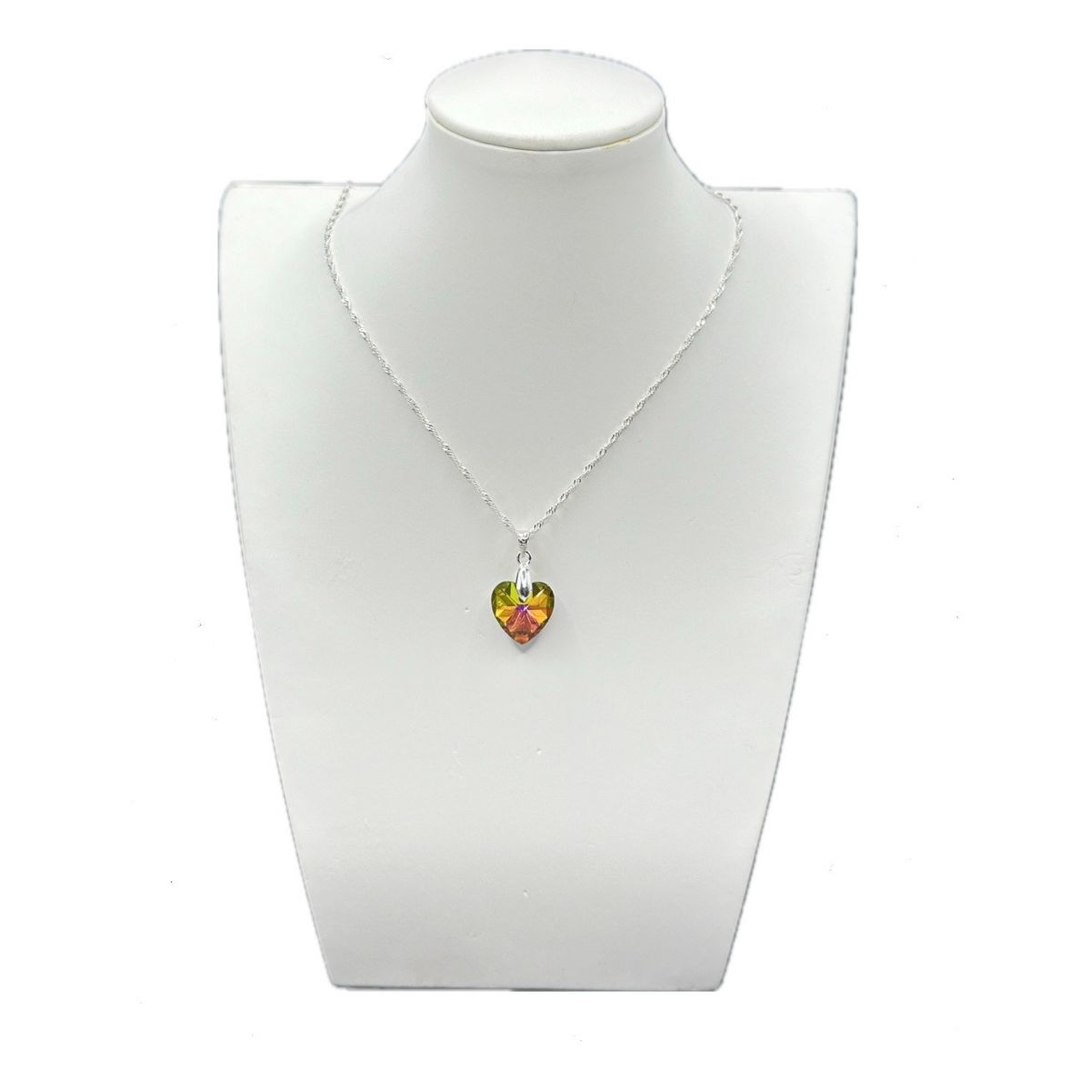 GENERICO - Collar Corazon Cristal Tornasol Swarovski Plata 925 + Caja