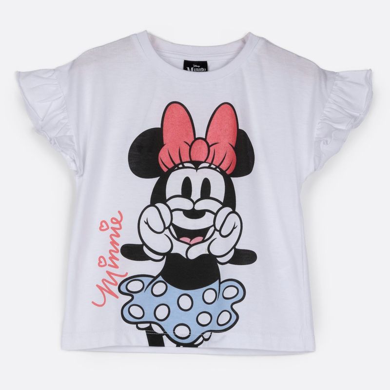 DISNEY - Polera Manga Corta Niña Vuelos Minnie Blanco Disney