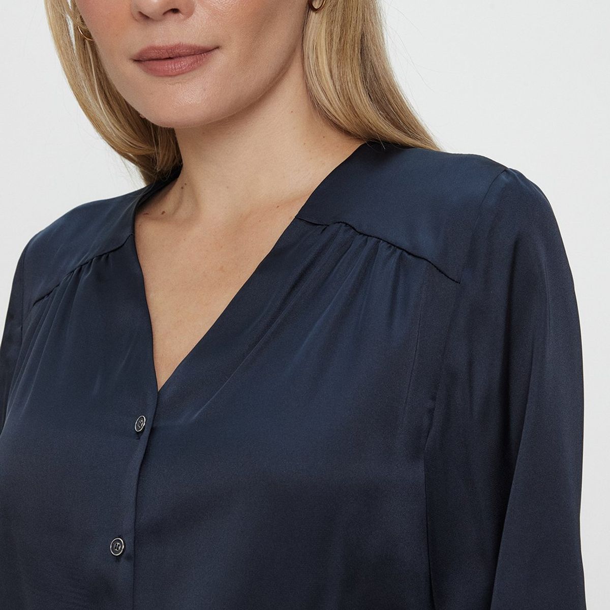 MA GRIFFE - Blusa Manga Larga Azul Marino Mujer Magriffe