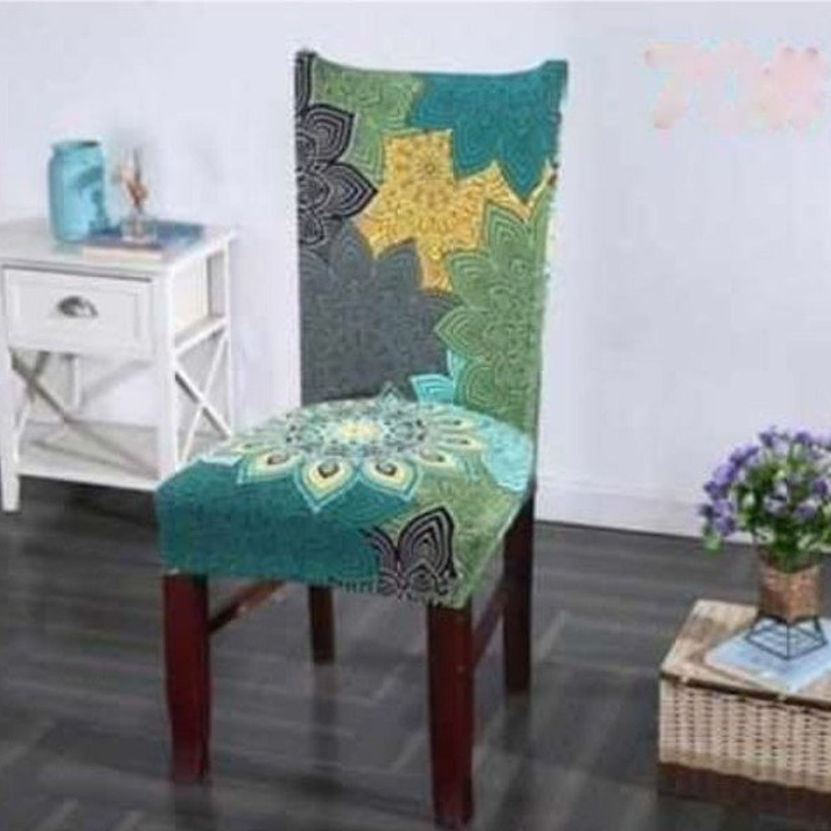 GENERICO - FUNDA ELASTICADA PARA SILLA CON DISEÑO MANDADA COLORES DE 4 WYM