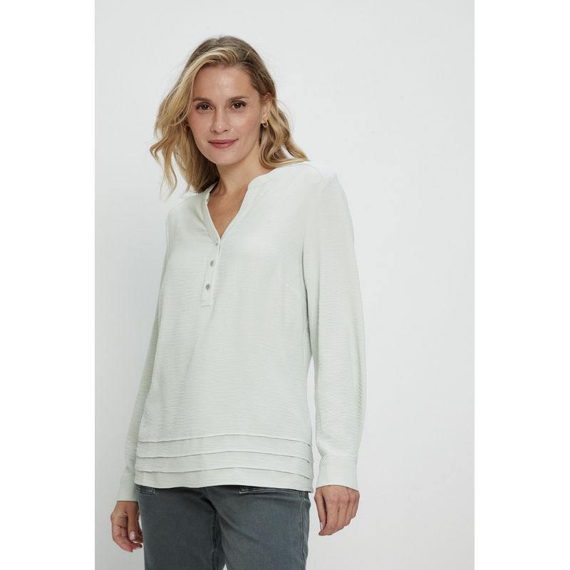 MA GRIFFE - Blusa Manga Larga Verde Agua Mujer Magriffe_.