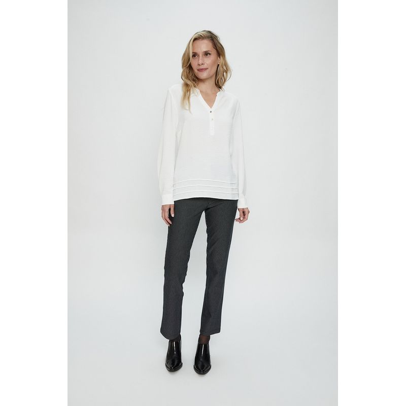 MA GRIFFE - Blusa Manga Larga Crudo Mujer Magriffe